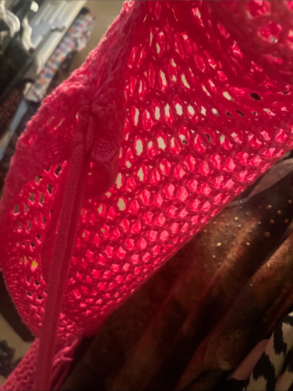 SHEIN Hot Pink Crochet Long-Sleeve Swim Cover-Up Top - Picture 4 of 4